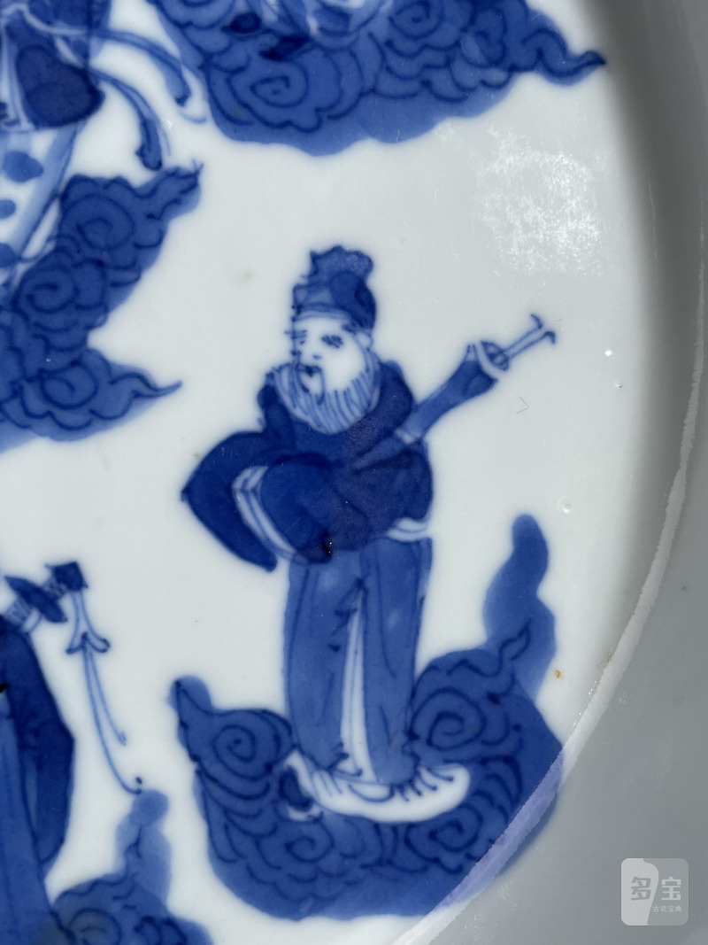清晚期 青花八仙祝寿图洗 - 图11